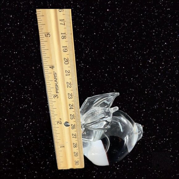 Whimsical Art Glass Bunny Rabbit Figurine Clear With White Black Figurine Glass - Picture 5 of 11